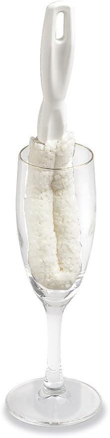 Brushtech B61C Crystal Stemware Wine Glass & Flute Cleaning Brush, Non-Scratch Soft Foam Bristles, Dishwasher Safe Cleaner Brush for Crystal Glasses, Mugs, Tumblers, Champagne Glass Bottle (Pack of 2)