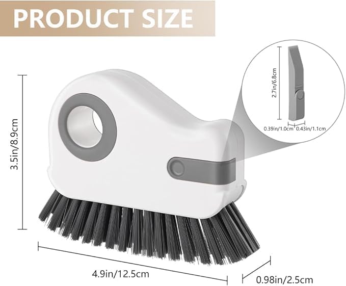 2 in 1 Groove Cleaning Brush Window Track Cleaning Tools, 2026 New Multifunction Hard Bristle Crevice Cleaning Brush with Hidden Scraperfor Sliding Door Track, Window Sill, Shutter Door (Mix)