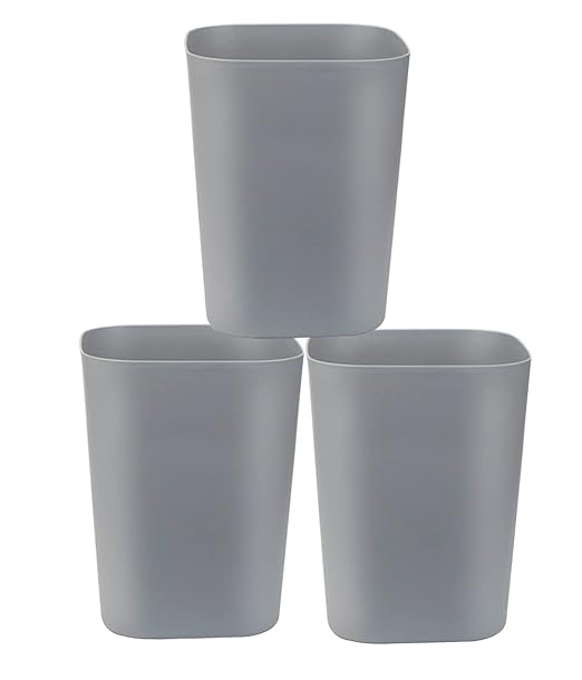 Besli 2 Gallon Small Trash Can Garbage Can Wastebasket for Bathroom Bedroom Kitchen Office,Pack of 3 (Gray)