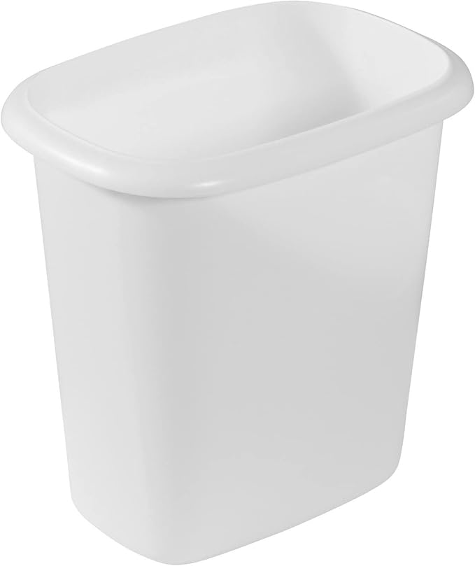 Rubbermaid Vanity Trash Can/Wastebasket 1.5-Gallons/6-Quarts White for Under Counter/Kitchen/Office/Bedroom/Bathroom