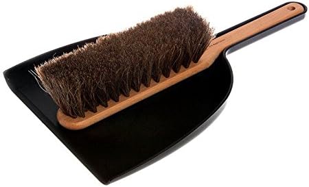 Iris Hantverk Handheld Dustpan & Brush Set with Horsehair in Black