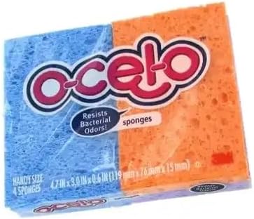 O-Cel-O Cellulose Sponges, Assorted Colors 4 ea (Pack of 6)
