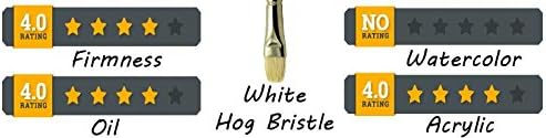 ZEM Brush White Hog Bristle Stiff Fan Brush Set Size 2,4,6,8