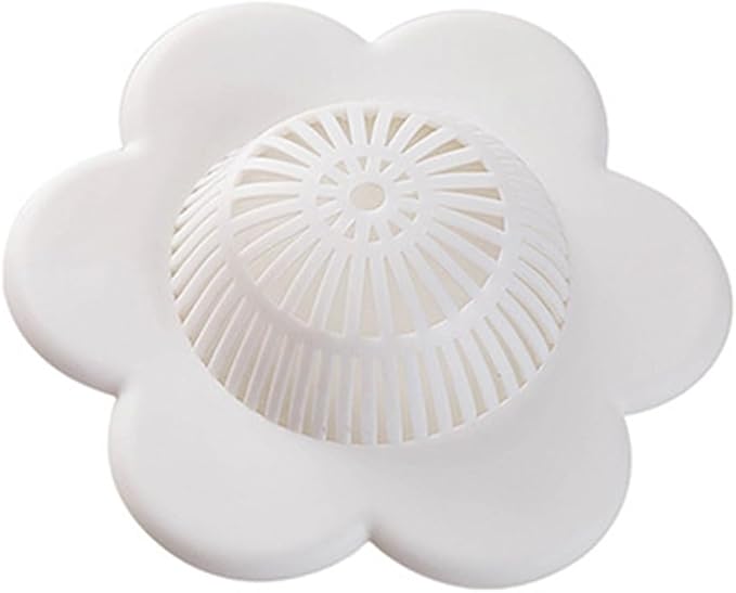 Hair Catcher Silicone Hair Stopper Shower Drain Covers with Suction Cups Suit for Bathroom Bathtub and Kitchen 1 Pack, White