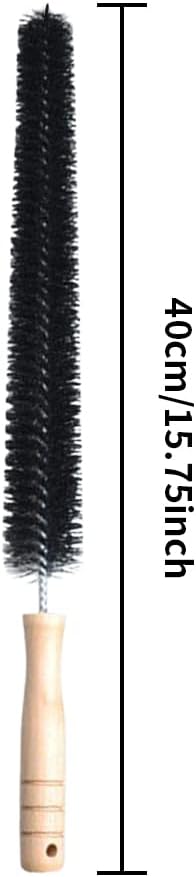 2 Pack Radiator Brush, Dryer Cleaner Vent Brush, 40 cm Long Flexible Pipe Refrigerator Coil Brush, Vent Cleaner Brushes with Wooden Handle for Refrigerators, Baseboards(Black)