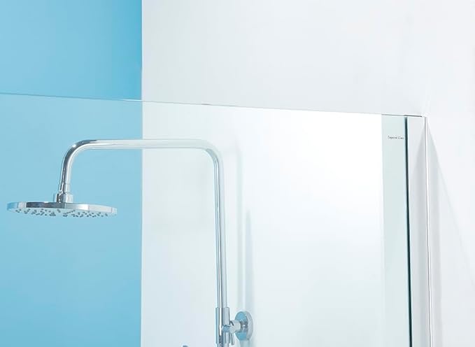 Shower Screen 36" x 76" Half Frameless Shower Wall Panel, Tempered Glass 3/8 inch, Easy to clean Coating, Fixed Glass Shower Door with Hardware (Chrome)