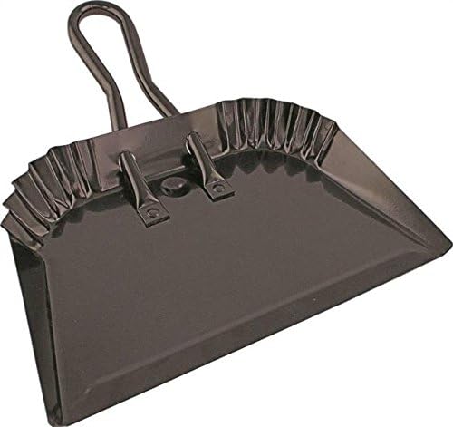 Edward Tools Black Metal Dustpan 12” - Heavy Duty Powder Coated Steel Does not chip or Bend - Precision Edge for Small Item Sweeping - Loop Handle for Comfort/Hanging (1)