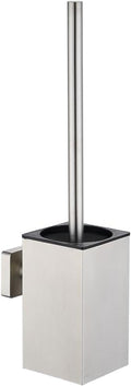 Toilet Bowl Brush and Holder Square,Stainless Steel Square Wall Mounted Toilet Bowl Brush with Lid,Cleaning Toilet Brush Set for Bathroom, Brushed Silver