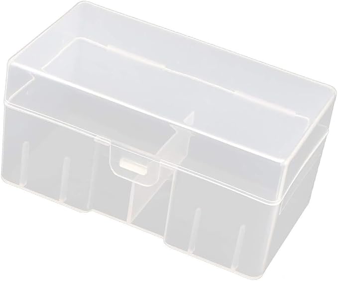 RUIAN 12 x 9V Batteries Organizer Protective Container, Hard Plastic Large Battery Storage Box Holder, Clear, White