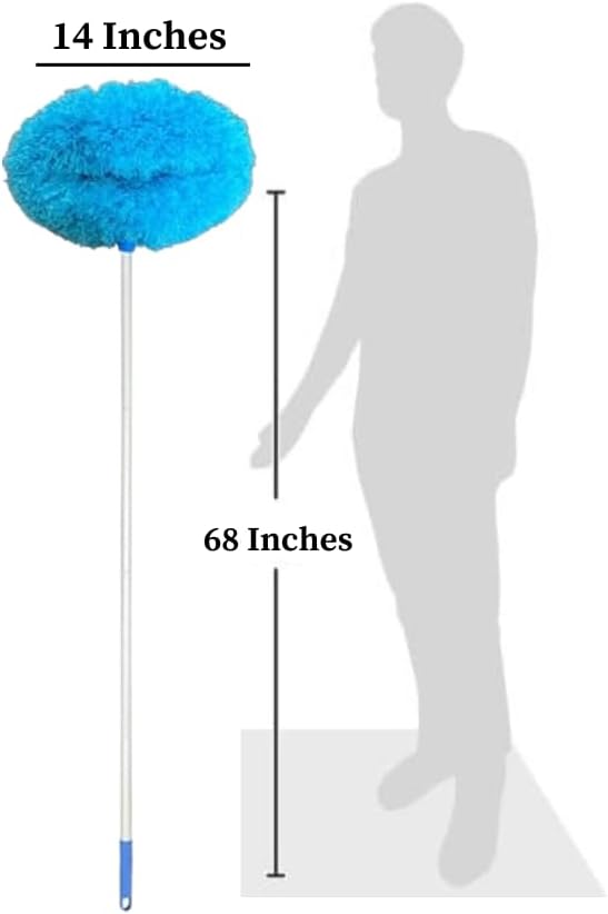 Evelots Ceiling Fan Blade Brush Cleaner - Long Extension Pole - Brush Both Sides at The Same Time - Scratch Resistant Microfiber Feather Cobweb Duster - Extra Long with Reach up to 12 Feet