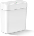 MOPALL Small Bathroom Trash Can with Lid, 2.6 Gallons / 10 L Slim Plastic Garbage Bin with Pop-Up Lid, Mini Waste Basket Can Dog Proof for Kitchen, Bedroom, Office, Laundry, Toilet, Rv, White