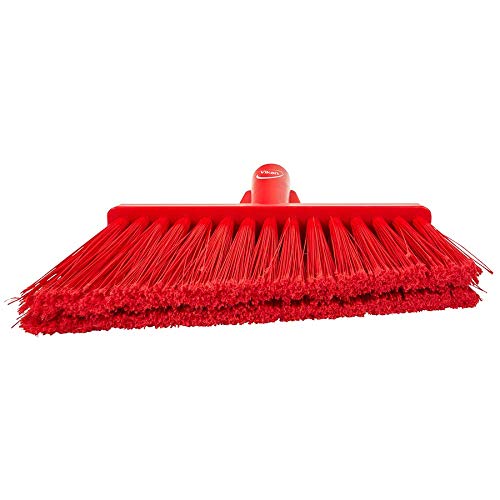 Vikan 29164 Flagged, Soft Angled Broom Red