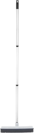 Rubber Bristle Broom for Floors Salon Broom, Rubber Squeegee Broom, Rug Broom, Rubber Rake for Human Hair, Pet Hair, Fur, Lint, Liquid, with 3-Part Handle, Grey