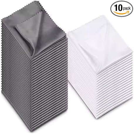 10 Pack Microfiber Lens Cleaning Cloth, 6x7 Lint Free Cloth for Eyeglasses, Camera Lens, Cell Phones, LCD Screens, Computers, CD DVD, Eyeglasses and Other Delicate Surfaces