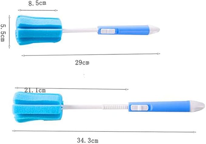 3 Pcs Bottles Dishwashing Foam Sponge Brush with Adjustable Long Handle For Coffee Glasses Pot Milk Cup Mugs Wine Bottle Baby Bottles Kitchen Clean(Color Random)