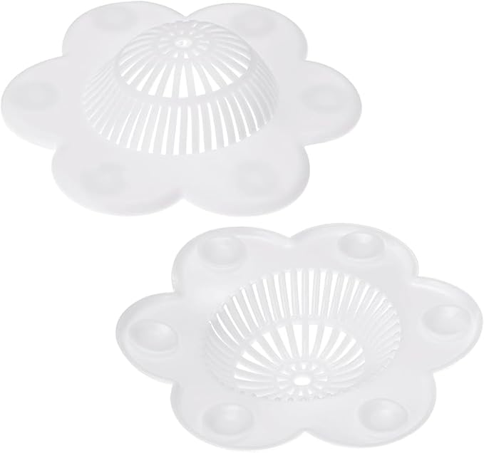 Hair Catcher Silicone Hair Stopper Shower Drain Covers with Suction Cups Suit for Bathroom Bathtub and Kitchen 1 Pack, White