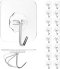 Adhesive Wall Hook, Set Heavy-Duty Thickened self-Adhesive Hook，16Pcs，33lb max Loading，Transparent, Waterproof, Bathroom, Outdoor, Kitchen, Doors, Practical Tools.