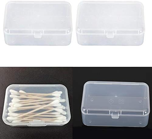 AKOAK Clear Polypropylene Rectangle Mini Storage Containers Box with Hinged Lid for Accessories,Crafts,Learning Supplies,Screws,Drills,Battery,Pack of 4 (3.46" x 2.24" x 1.18")