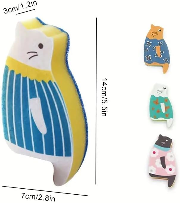 Ximimark 5 pcs Natural Cat Sponge Wipe - Reusable Dish Sponge for Cleaning Dishes and Scrubbing - and Heavy Duty - Perfect for Household Use