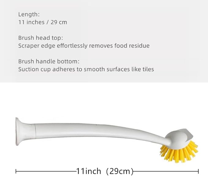 2 Pcs Scrub Brush with Handle 11'' Dish Scrubber Brush Kitchen Sink Brush Long Handle Dish Cleaning Brush for Kitchen Dishes Pot Sink Cleaning,Yellow