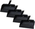 Superio 4-Pack Wide Plastic Dustpan with Comb - 16" Wide, Rubber Lip, Broom Handle Clip, Black
