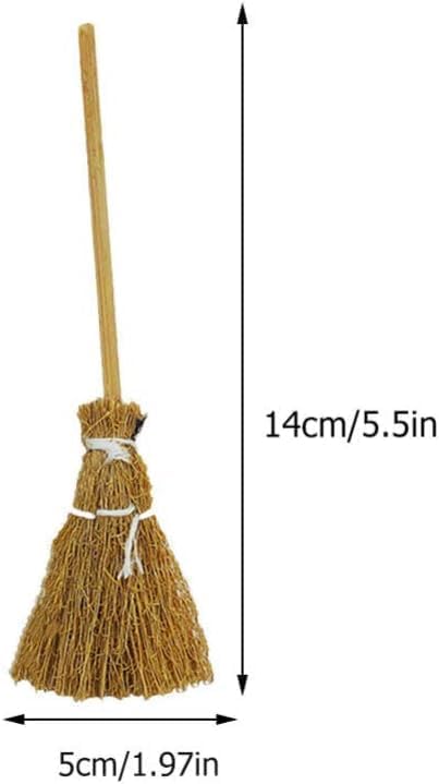 5Pcs Mini Brooms, Witch Straw Brooms, Doll House Dollhouse Accessories Props Miniature Artificial, Mini Furniture Halloween Decoration Accessory for Costume Cosplay Party, Decorations