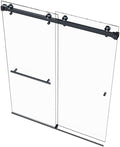 VITRA-200 56.5-59" W x 78" H Frameless Shower Door, Double Sliding with 3/8" Clear Tempered Glass (Matte Black)