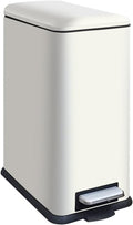 8 Gallon Trash Can with Lid, Stainless Steel Kitchen Trash Can with Removal Inner Bucket, Soft Close & Stay Open, Step Trash Bin for Kitchen, Office, Laundry, Bathroom, 30 Liter, White