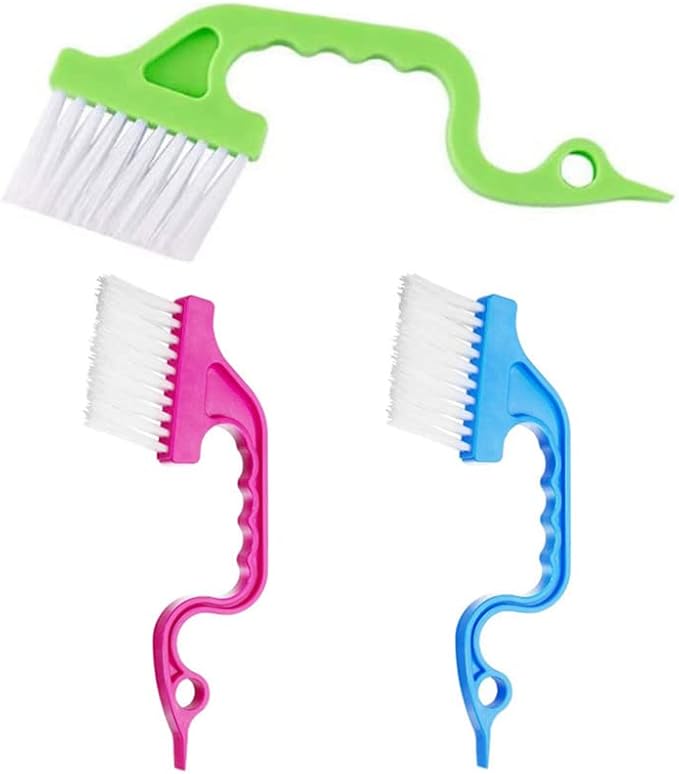 3Pcs Hand-held Groove Gap Cleaning Tools Door Window Track Kitchen Cleaning Brushes, for Window Air Conditioning Kitchen Cleaning （Random Color）