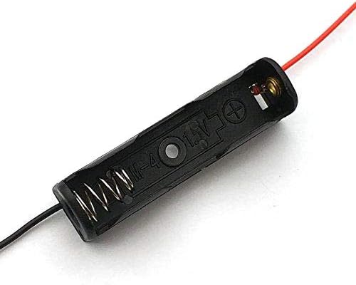 6 Pieces 1 Slot x 1.5V AAA Battery Case Holder Battery Spring Clip Storage Box with 6 inches Wire Leads