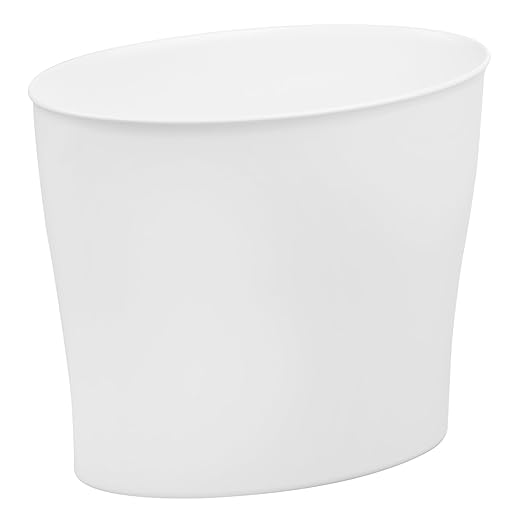 iDesign Small Oval Trash Can - Ideal for Bathroom or Home Office - White - Made in USA