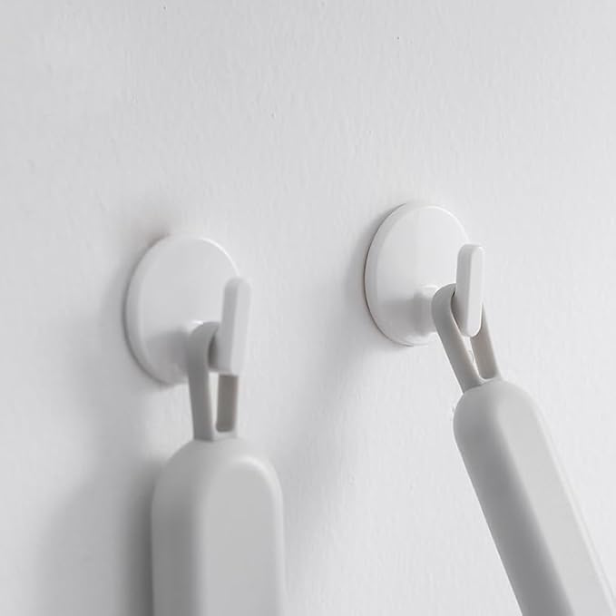 lightstar 6 Pcs Adhesive Plastic Hooks - Small Wall Hooks for Hanging, Drill-Free, Seamless - Kitchen Bathroom - 34 * 34 * 21 mm, White