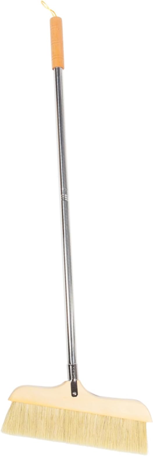 Natural Bristle Broom Soft Floor Brush Stainless Steel Pole Home Cleaning Tool