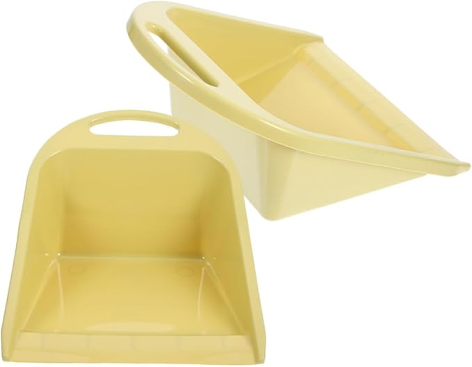 BESPORTBLE 2pcs Small Handheld Dustpan Set with Handle, Plastic Tabletop Cleaning Dustpan for Home, Portable Household Multi-use Trash Dust Pan in Lime Yellow
