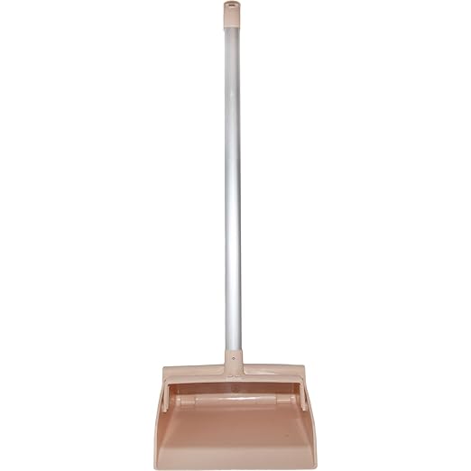SPARTA Upright Dustpan with Aluminum Handle, Serrated Edge for Broom Combing, Secure Yoke Lock with Easy Storage Hanging Hole for Commercial Cleaning, Plastic, 30 Inches, Tan, (Pack of 6)