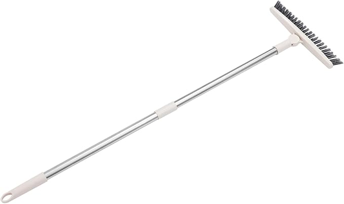 Rotatable Long Handle Floor Gap Brush with Stiff Bristles for Deep Corner Cleaning Multi Use Scrub Tool for Window Tracks Shower Doors Bathroom Grout and Sliding Door Crevices
