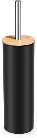 Compact Toilet Brush & Holder,SetStainless Steel Handle Toilet Brush,Deep Cleaning,Durable Nylon Bristles,Splash-Proof Design(White&Black)