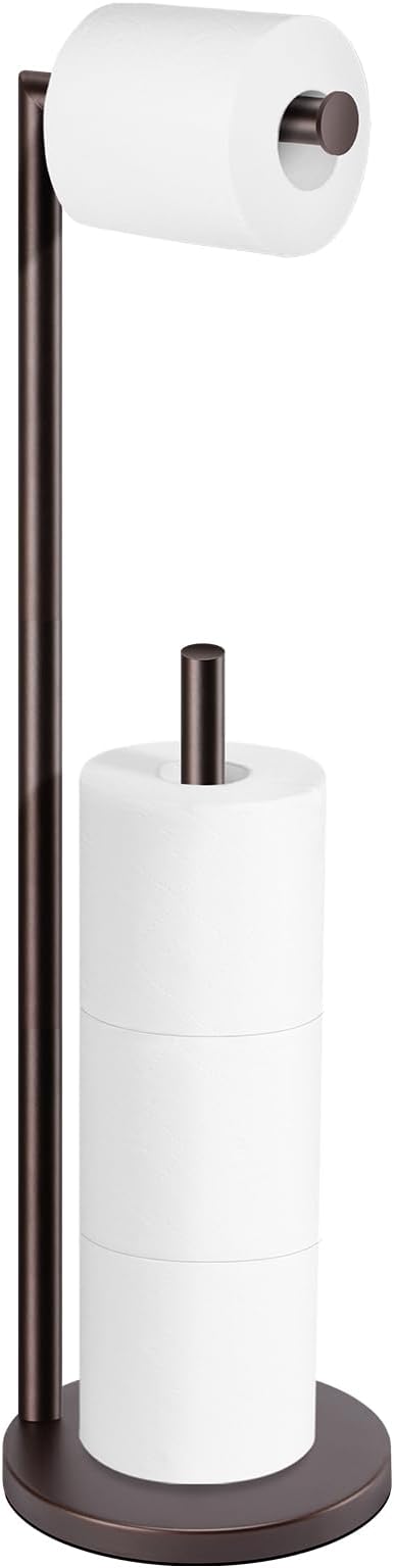 Toilet Paper Holder Stand,Toilet Paper Holder Free Standing,Bronze Toilet Paper Roll Holder for 4 Rolls,Toilet Paper Stand