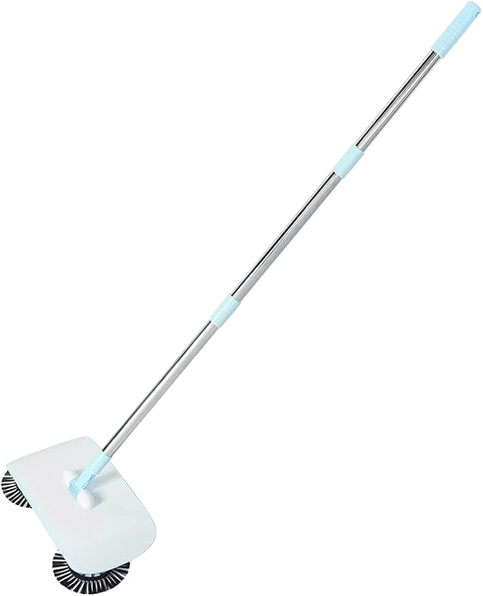 Acouto Household Hand Push Sweeper Broom Pan Floor Tools e Hand Swee for Home, Efficient Floor Sweeper for and Debris (Blue)
