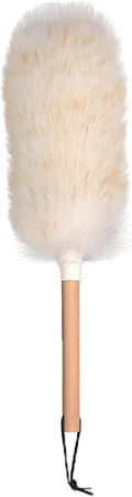 JIYAN Feather Duster with Wood Handle, Blinds Cleaner Purifier, Brush Cleaning Tool, Lambswool Dusters for Cleaning Vehicles, Office and Housework Dusting 17.7 inches ( Pack of 1)