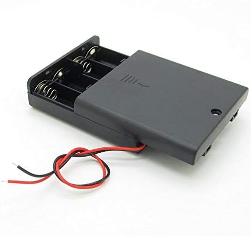 Enclosed Box Case for AA 4 Cell Battery Storage Holder with Switch and Cover