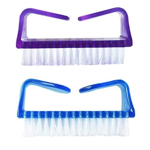 Leline's Nail Brush, 2 Pieces Handle Grip Nail Cleaner Brush, Soft Kids Nail Brush, Purple and Blue