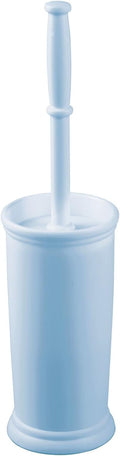 mDesign Toilet Bowl Brush and Holder - Covered Bathroom Toilet Brush - Standing Toilet Bowl Scrubber in Modern Holder - Space Saving, Deep Cleaning Brush for Toilet - Hyde Collection - Light Blue