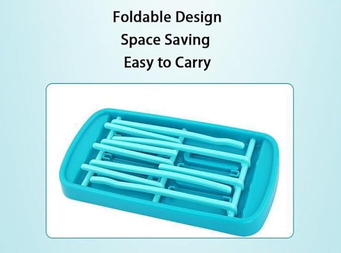 Fashion Space Saving Baby Bottle Folding Drying Rack Portable Bottle Dryer for Nipples, Breast Pump Parts, Baby Items - Portable Travel Bottle Drying Rack - Newborn Essentials Must Haves Blue