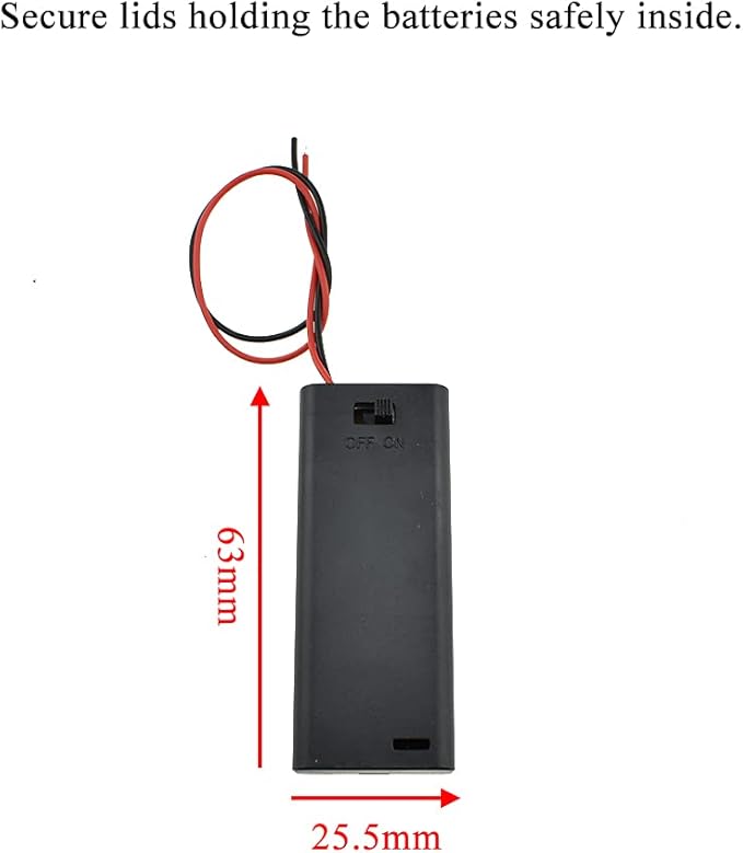 HAHIYO 3V AAA Battery Holder Bundle with Wire Sturdy Cover Flexible Springs Contact Build-in Switch Batteries Black Case Easy Install 8 Pieces for Wall Clocks Ham Radio Kids Toys