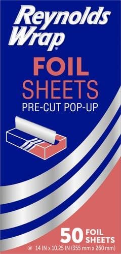 Reynolds Wrappers Aluminum Foil Sheets Pre-Cut Pop-Up, 50 Count (Pack of 2)