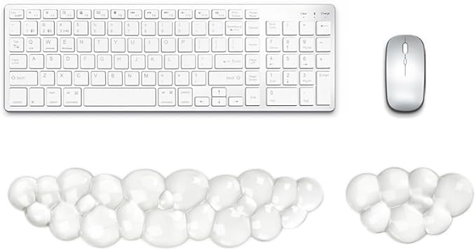 YOWKA Ergonomic Wrist Rest Set for Keyboard and Mouse, Cooling Gel Support (Transparent)
