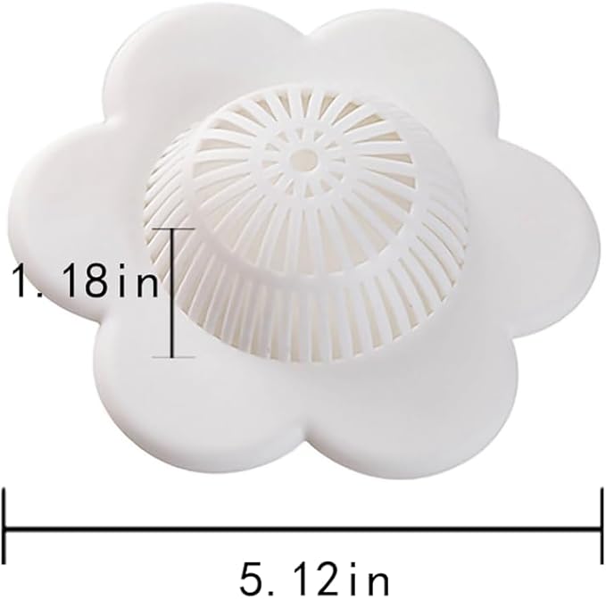 Hair Catcher Silicone Hair Stopper Shower Drain Covers with Suction Cups Suit for Bathroom Bathtub and Kitchen 1 Pack, White