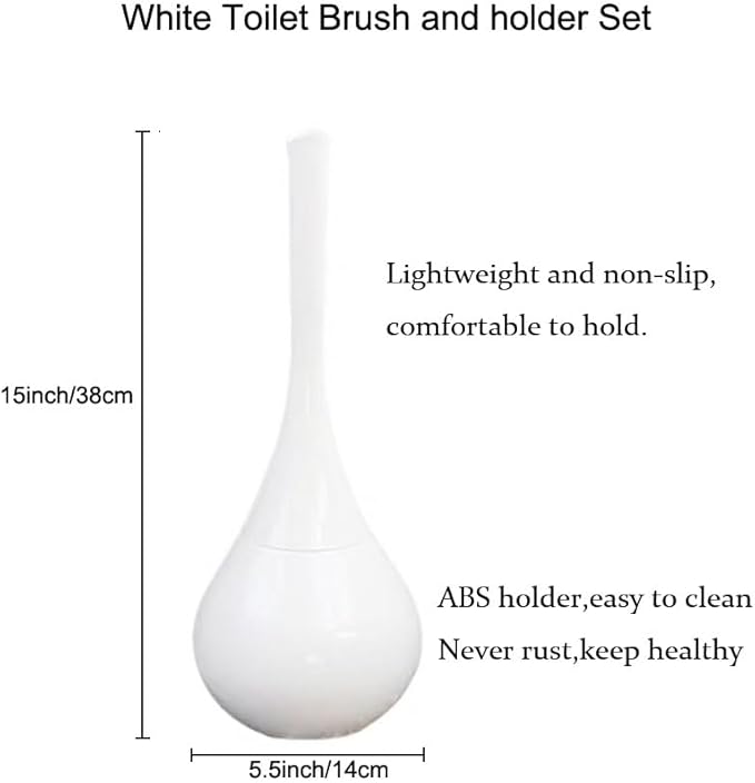 White Bathroom Decor Toilet Brush and Holder Set,Modern Toilet Bowl Brush Household Cleaning Brush for Bathtub