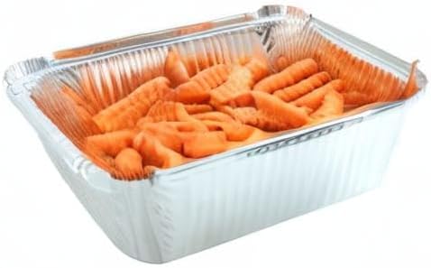 PARTY BARGAINS 5 lb Aluminum Pans with Board Lids, 50 Pack – 9 x 7 in Disposable Foil Roasting & Steam Table Pans for Catering, Takeout, Meal Prep, Oven Safe up to 240°C